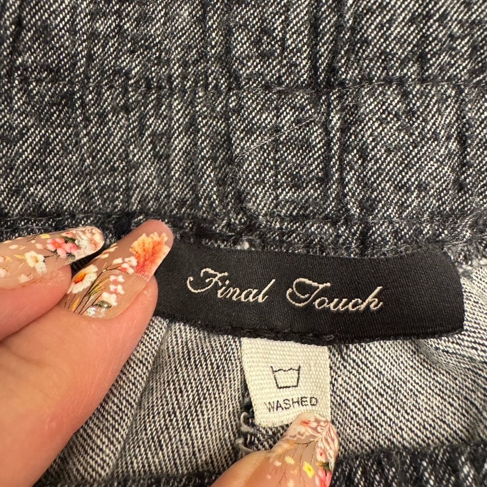 Final Touch Textured Gray Fabric wide leg pull on trousers - Picture 3 of 4